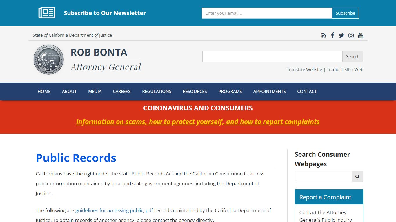 Public Records | State of California - Office of the ...